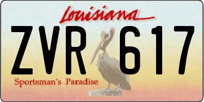 LA license plate ZVR617