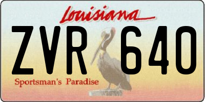 LA license plate ZVR640