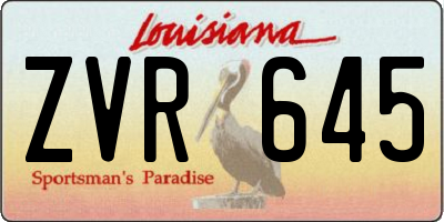 LA license plate ZVR645