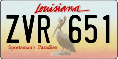 LA license plate ZVR651