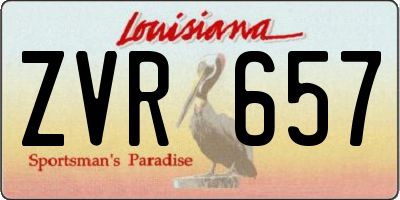 LA license plate ZVR657