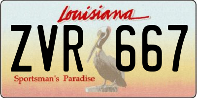 LA license plate ZVR667