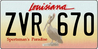 LA license plate ZVR670