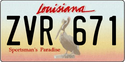 LA license plate ZVR671