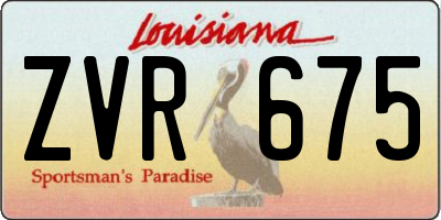 LA license plate ZVR675