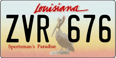 LA license plate ZVR676