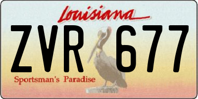 LA license plate ZVR677