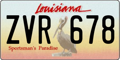 LA license plate ZVR678