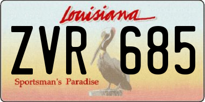 LA license plate ZVR685