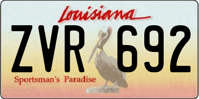 LA license plate ZVR692