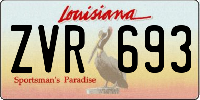 LA license plate ZVR693