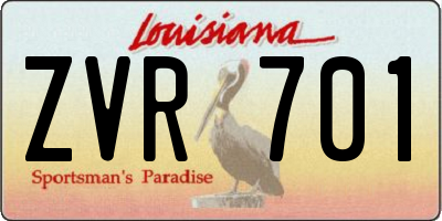 LA license plate ZVR701