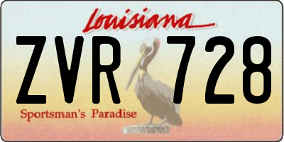 LA license plate ZVR728