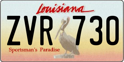 LA license plate ZVR730