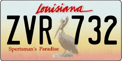LA license plate ZVR732