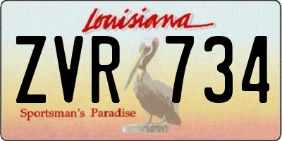 LA license plate ZVR734