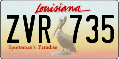 LA license plate ZVR735