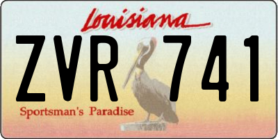 LA license plate ZVR741