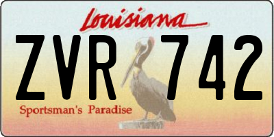 LA license plate ZVR742