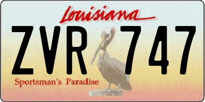 LA license plate ZVR747