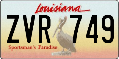 LA license plate ZVR749
