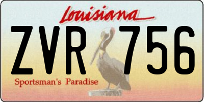 LA license plate ZVR756