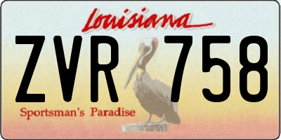 LA license plate ZVR758