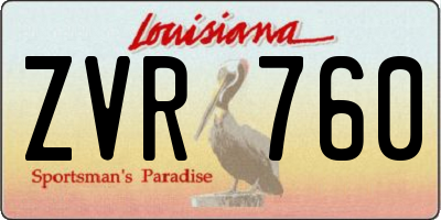 LA license plate ZVR760