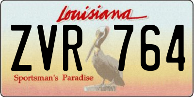 LA license plate ZVR764