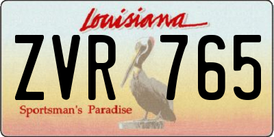 LA license plate ZVR765