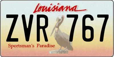 LA license plate ZVR767