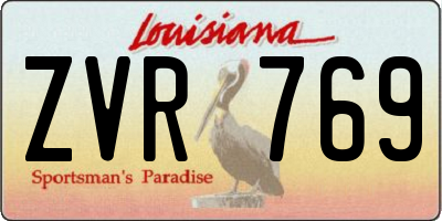 LA license plate ZVR769