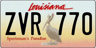 LA license plate ZVR770
