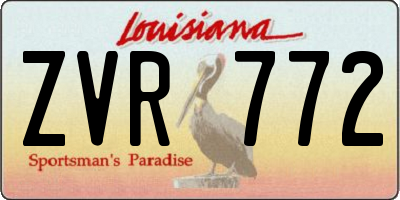 LA license plate ZVR772