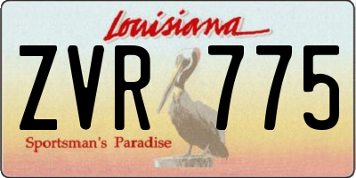 LA license plate ZVR775