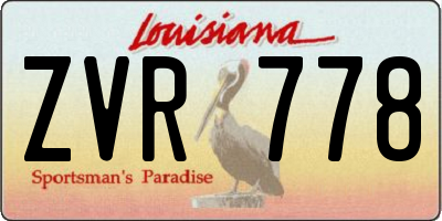 LA license plate ZVR778