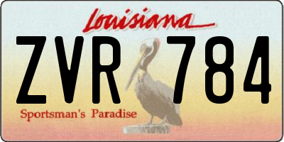 LA license plate ZVR784