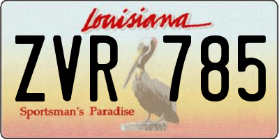 LA license plate ZVR785