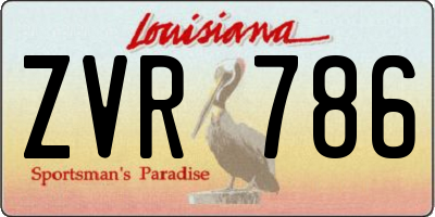 LA license plate ZVR786