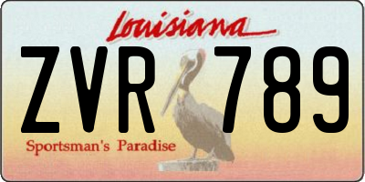 LA license plate ZVR789