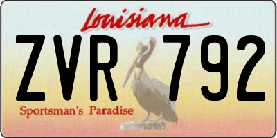 LA license plate ZVR792