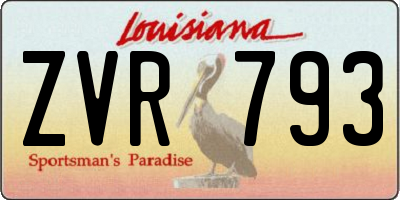 LA license plate ZVR793