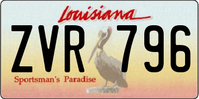 LA license plate ZVR796