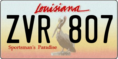 LA license plate ZVR807