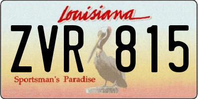 LA license plate ZVR815