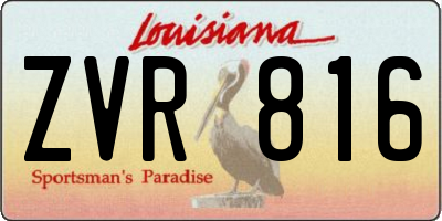 LA license plate ZVR816