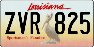 LA license plate ZVR825