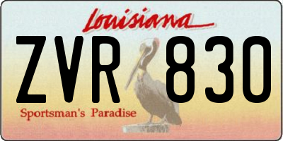 LA license plate ZVR830