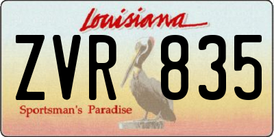 LA license plate ZVR835