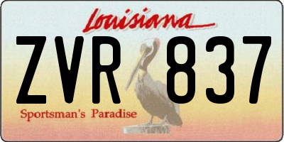 LA license plate ZVR837